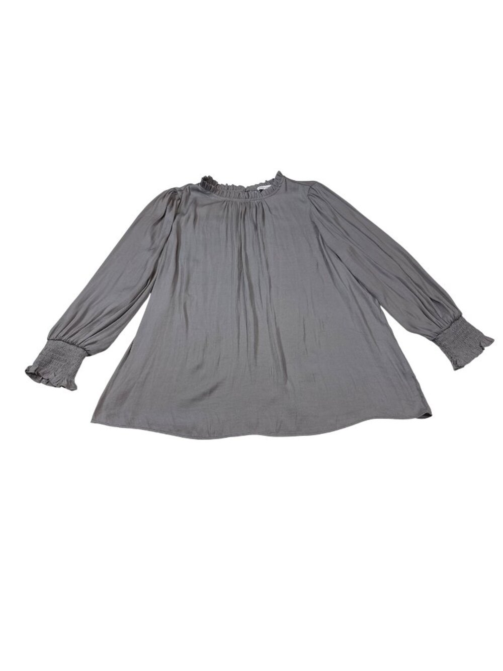 Maison D’Amélie Paris Womens Blouse US XL Gray Long Sleeve Ruffle Cuff (NN623)